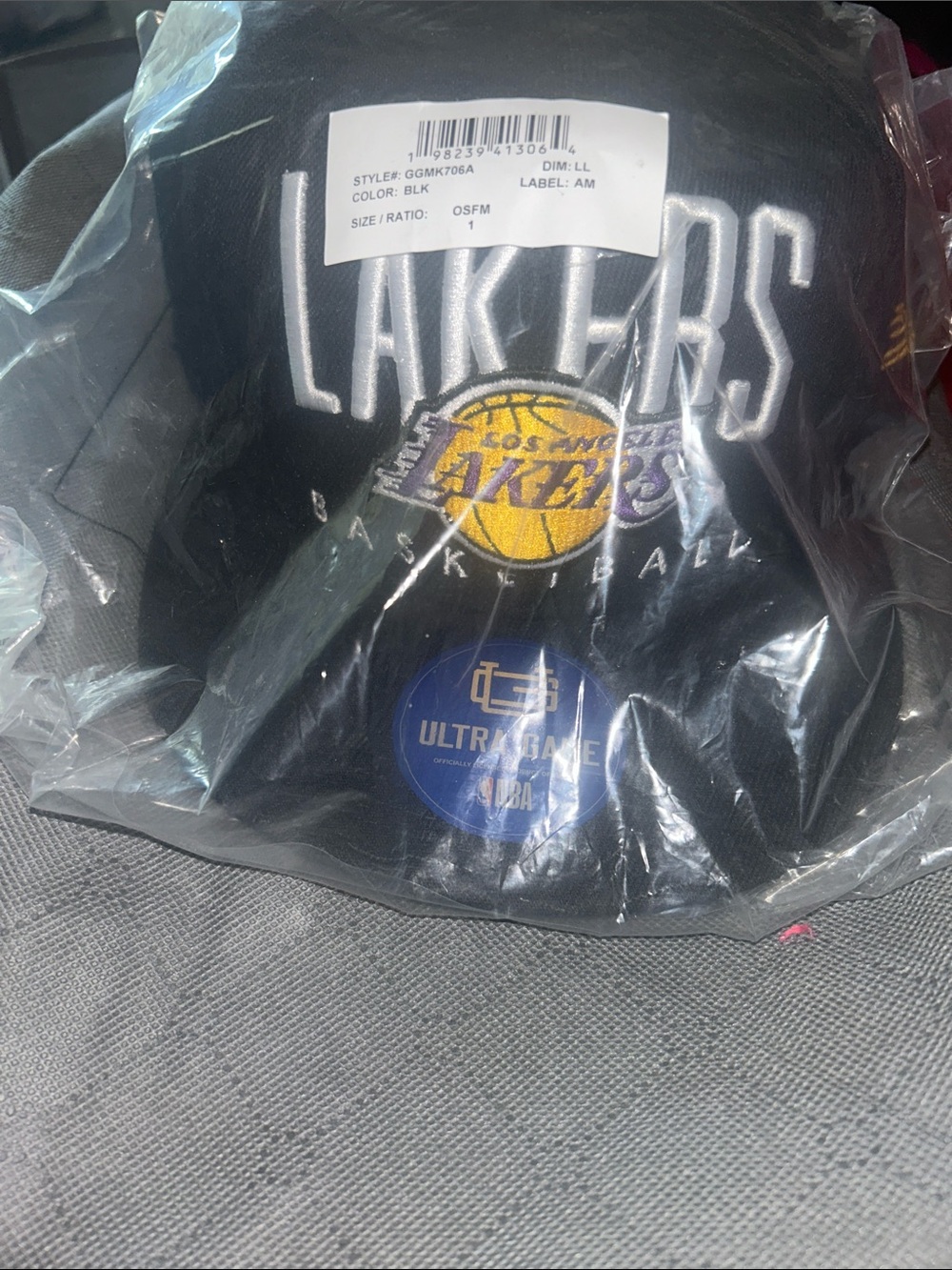 NBA Los Angeles Lakers Black Hat with Purple & Gold Logo